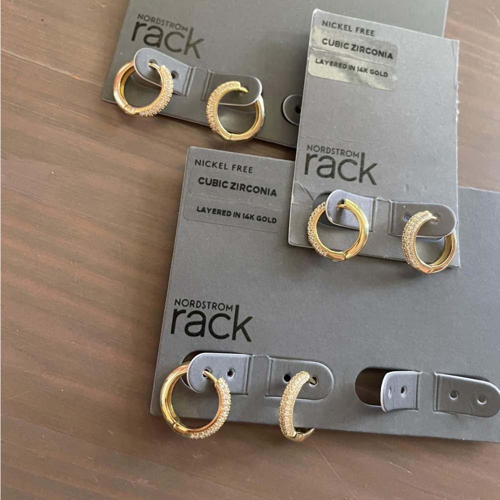 Gold Hoop Huggies (3 pair) - Picture 2 of 3